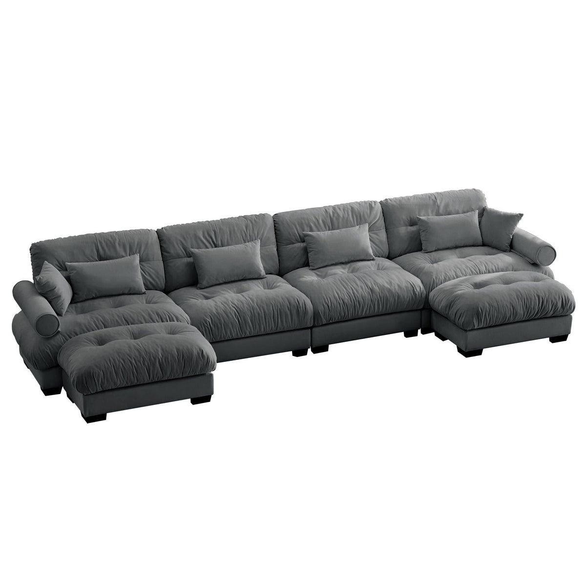 Oversized Modular Sectional Sofa with Movable Ottoman - Fabric, Multiple Colors