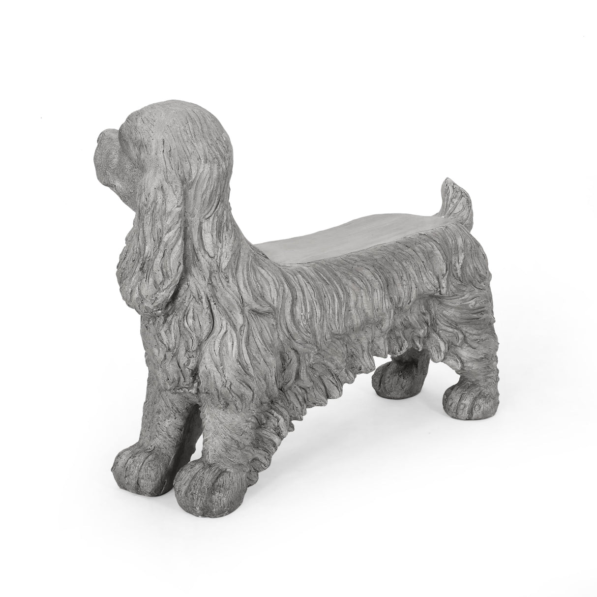Charming Cocker Spaniel Dog Statue Bench Gray Magnesium Oxide 31.25'