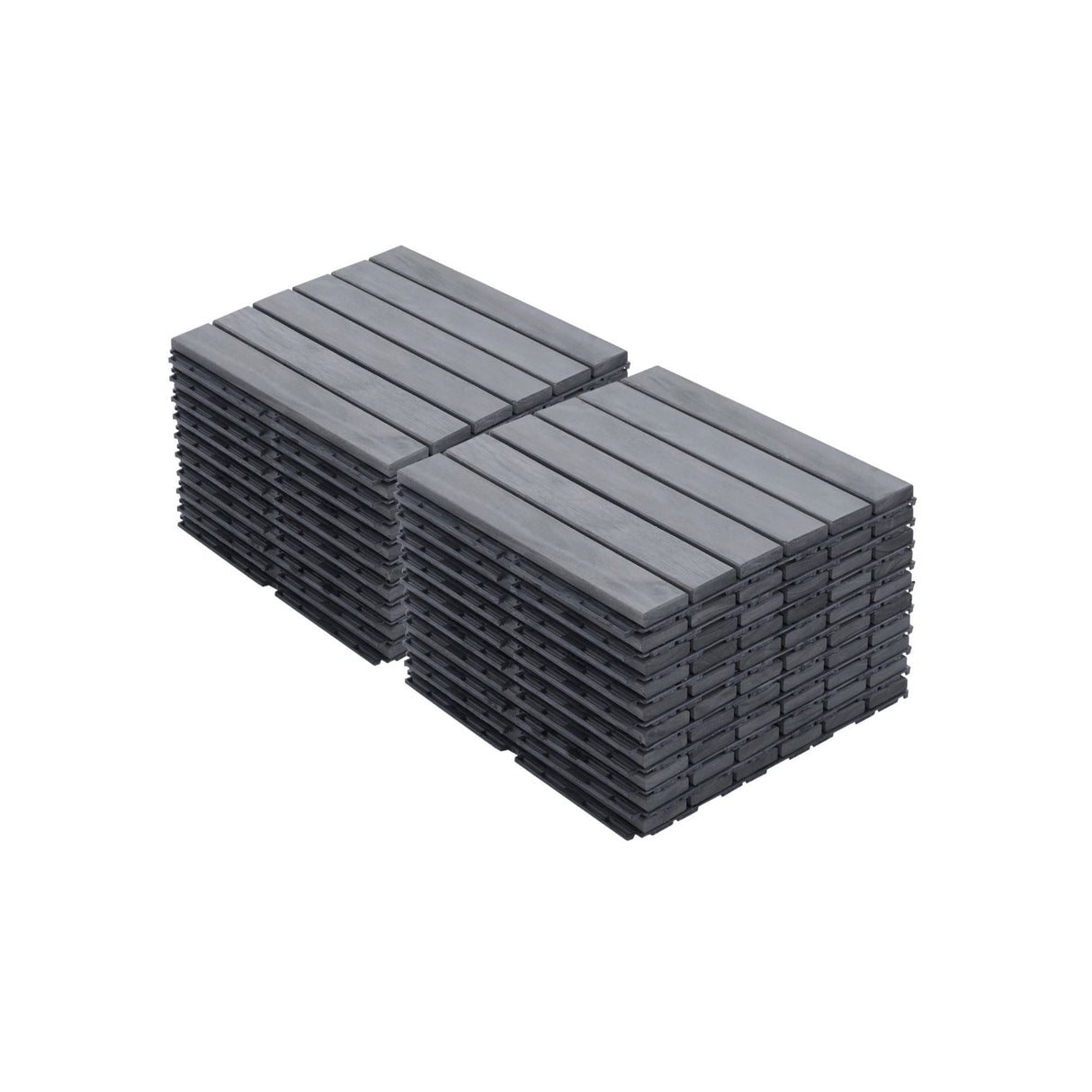 Interlocking Deck Tiles Striped Pattern Waterproof Brown