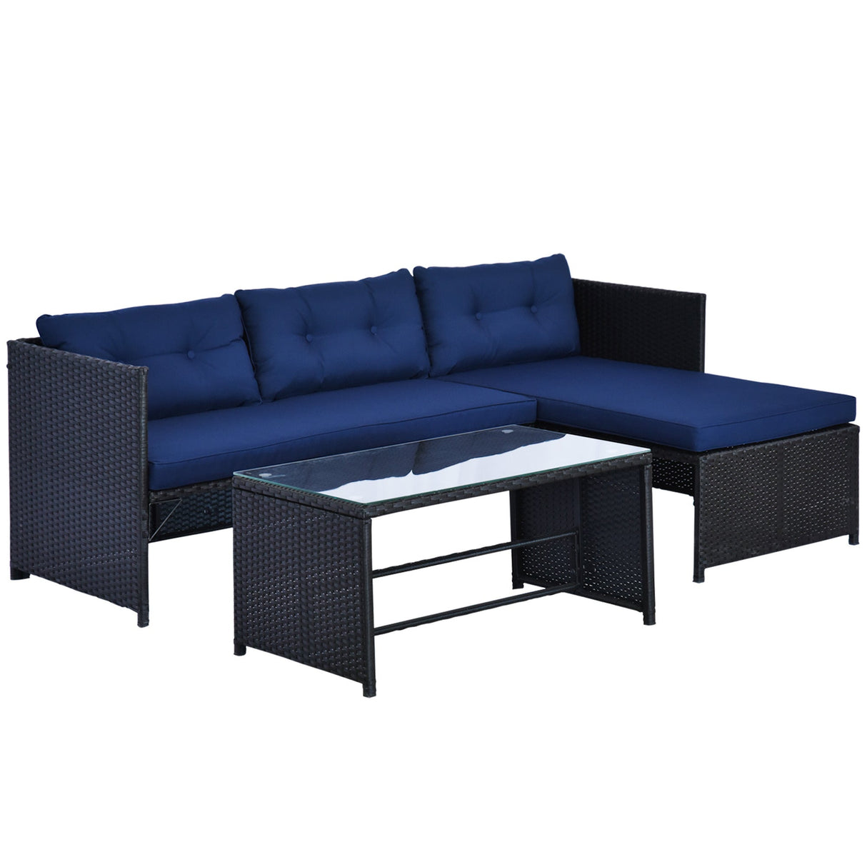 Loveseat Sofa Chaise Lounge Coffee Table Patio Furniture Set