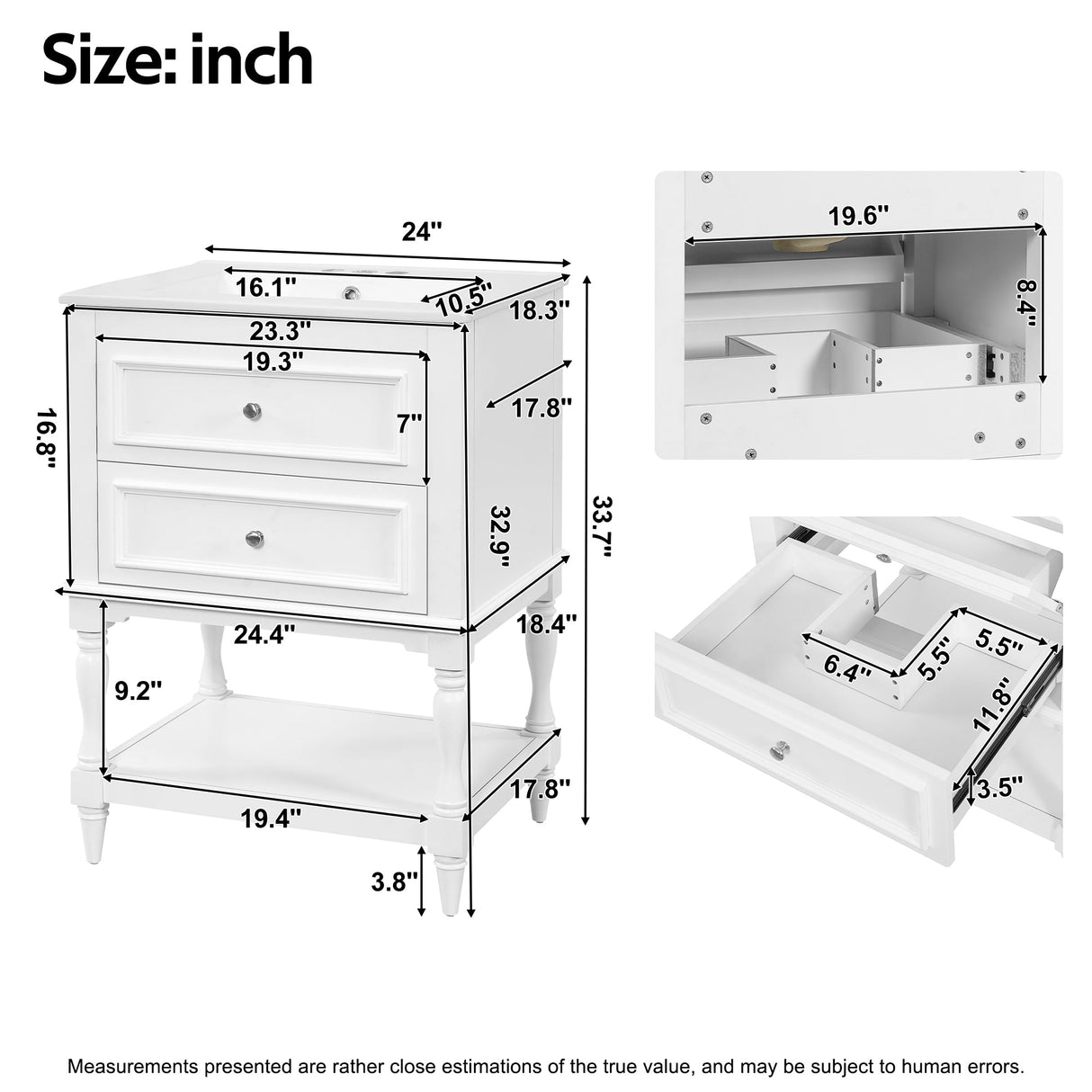 24" Bathroom Vanity with Ceramic Sink
