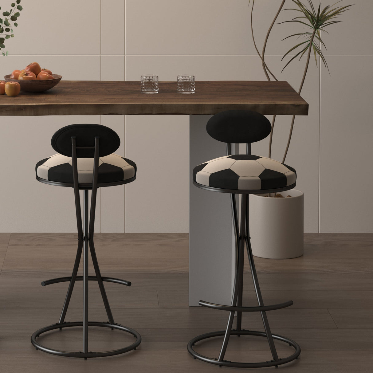 Upholstered S-shaped Barstools Set of 2