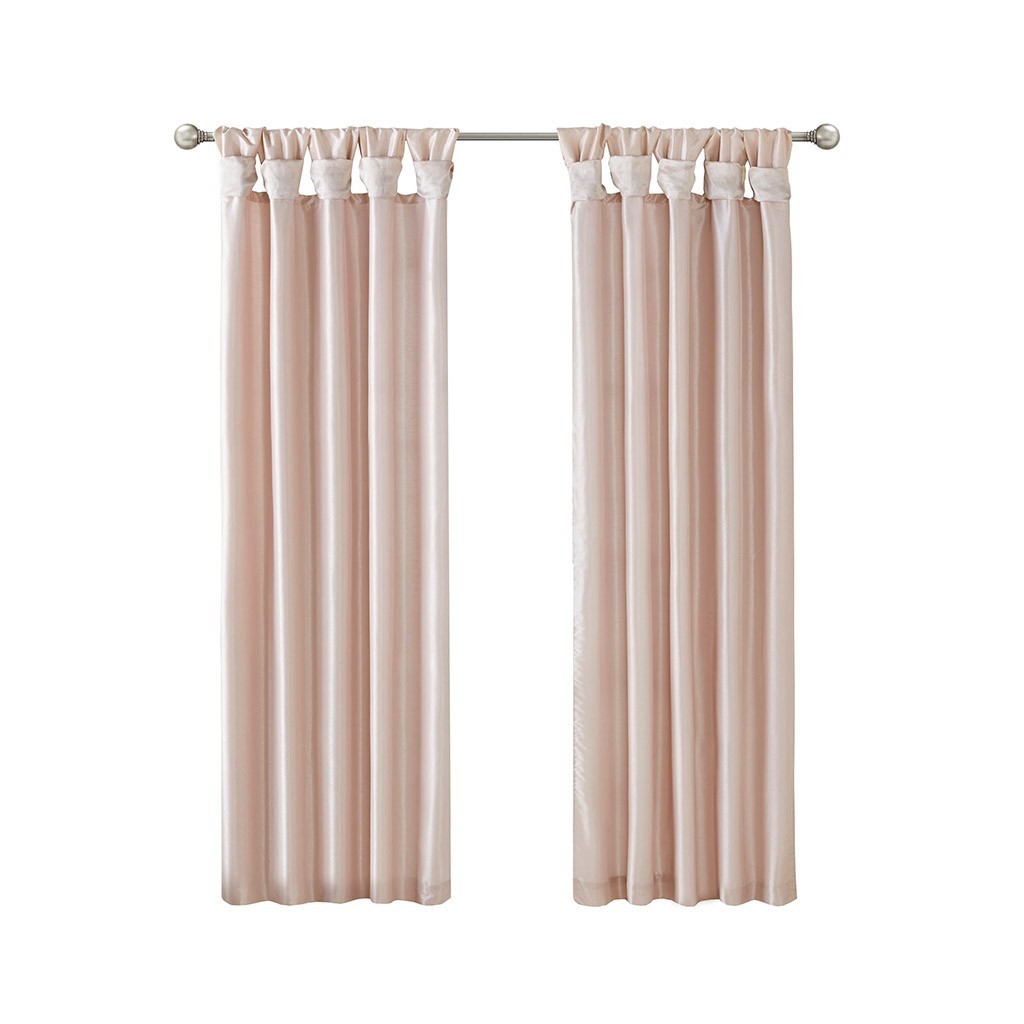 Twist tab lined window curtain panel blush 50x95"