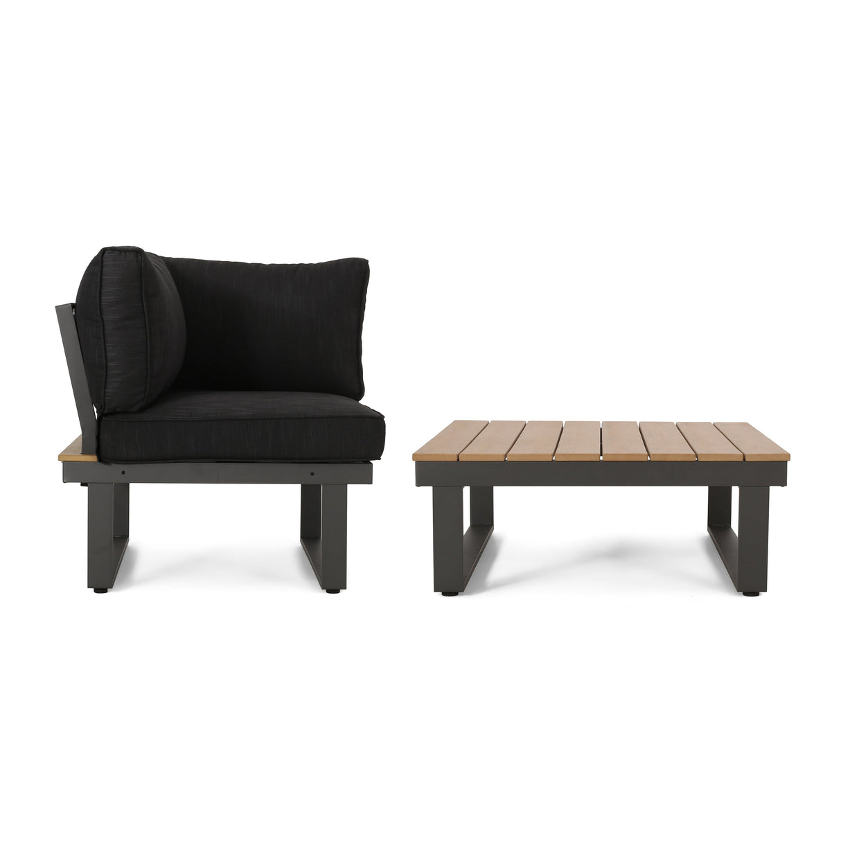 Sterling V-Shaped Outdoor Aluminum 5 Seater Sofa Set with Cushions