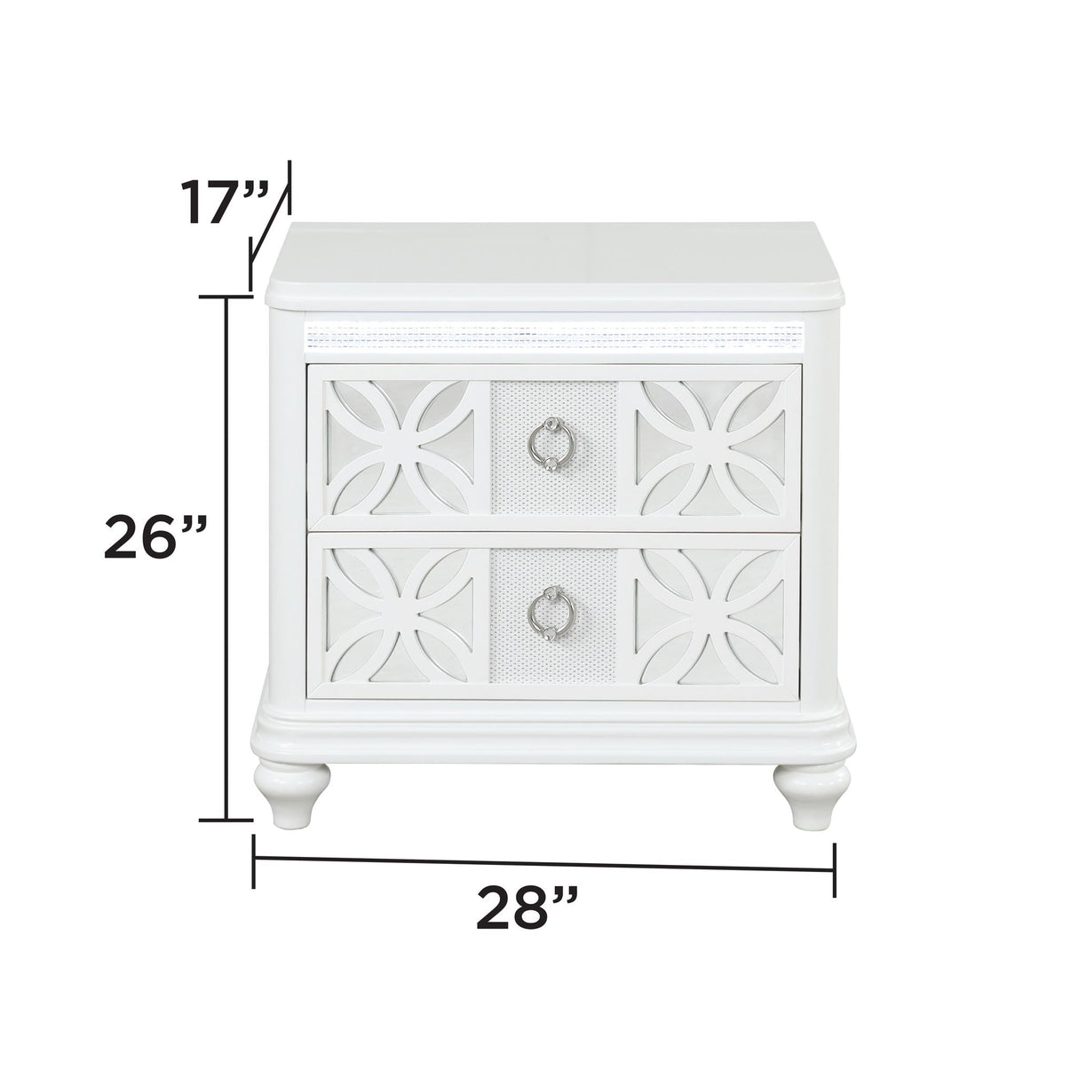Abigale - 2 Drawer Nightstand With LED - White