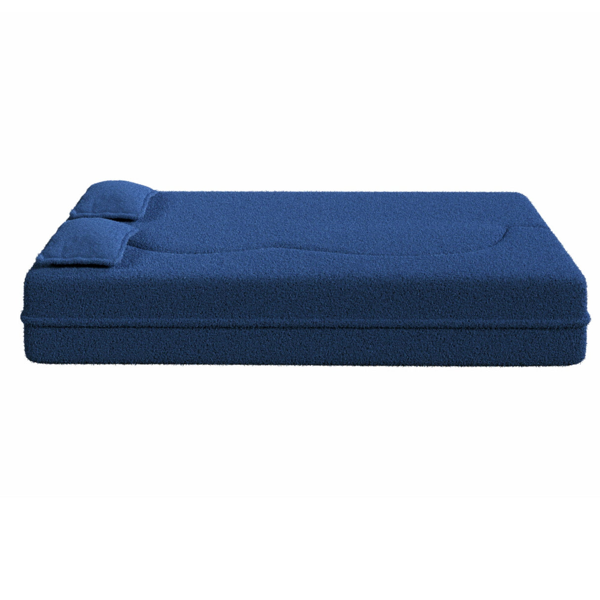 Modern Floor Sofa with 2 Pillows, Convertible Teddy Fabric Foam Filled Bed
