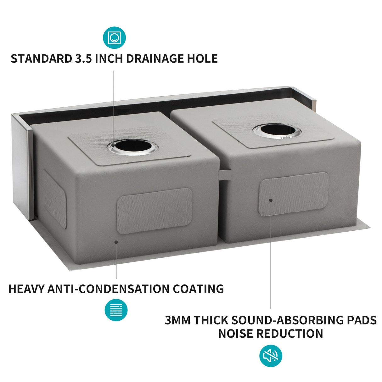 Double Bowl Farmhouse Sink, Stainless Steel Apron Front Kitchen Sink 16 Gauge - Brushed Nickel
