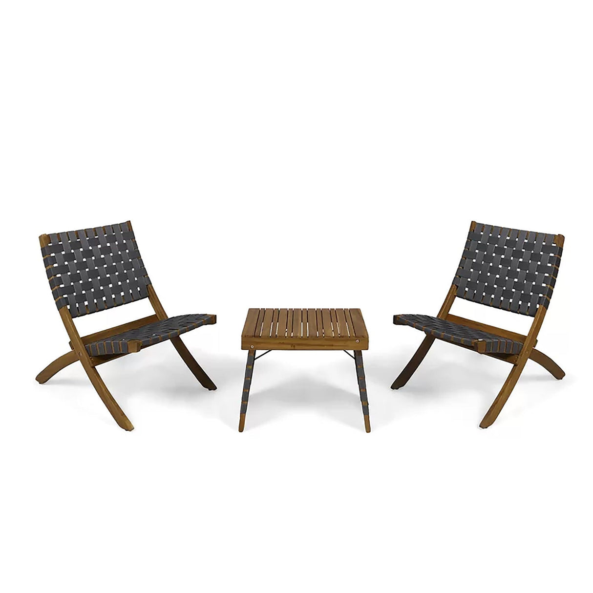 Kayla Outdoor Foldable 2 Seater Chat Set - Brown Gray