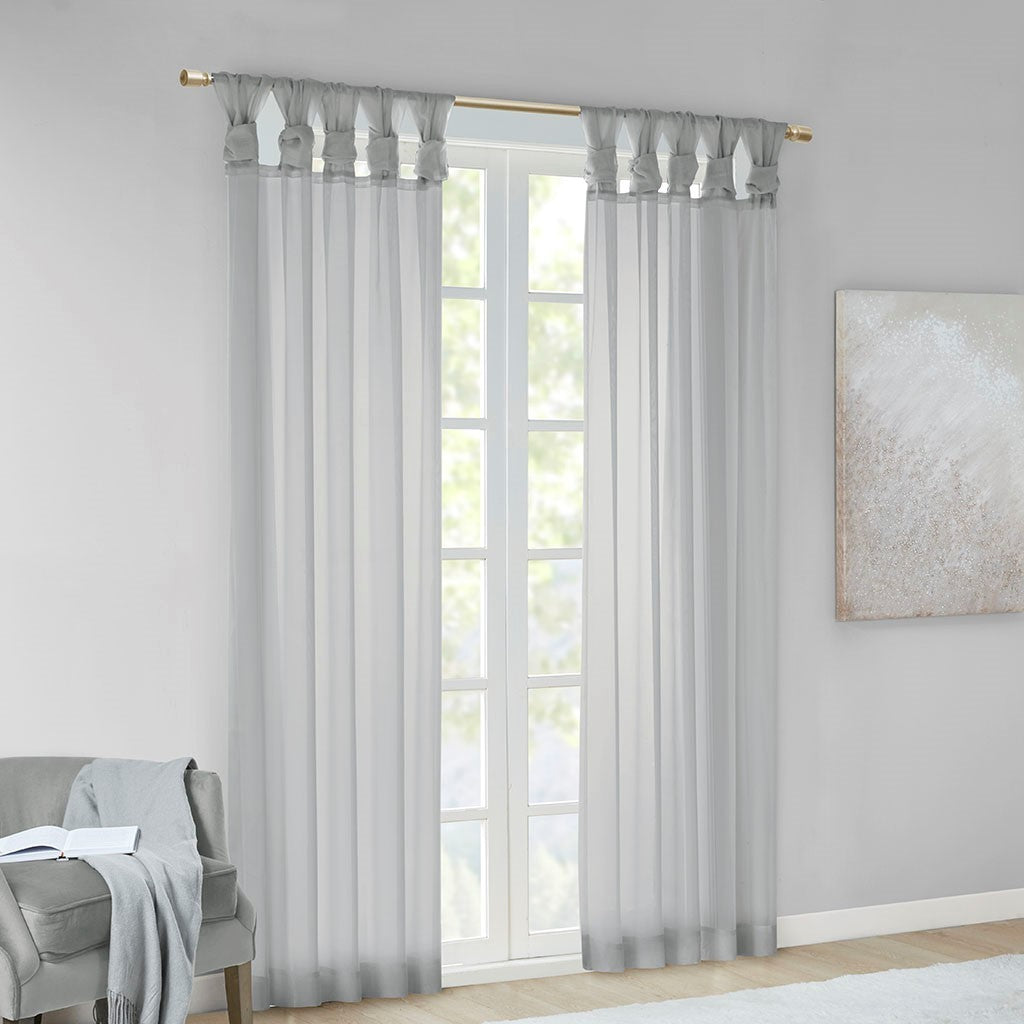 Twist tab voile sheer window pair