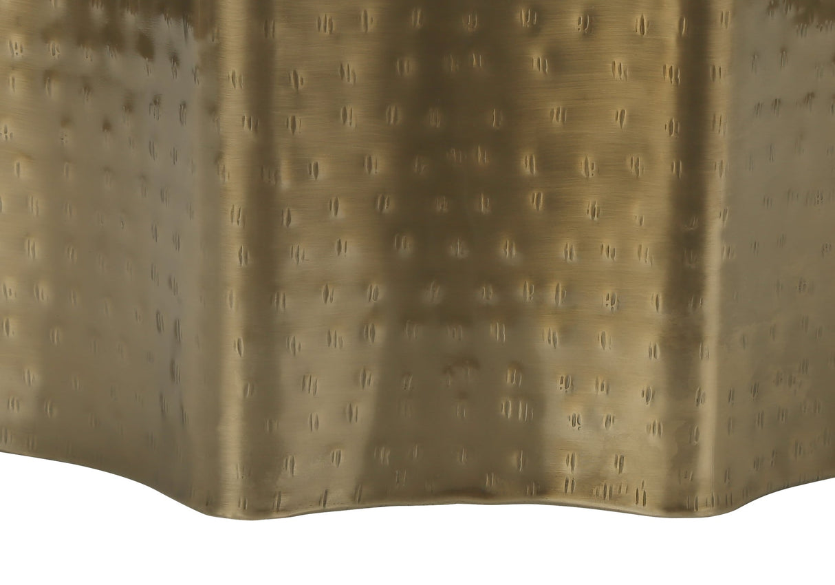 Artifact End Table with Scalloped Design and Hammered Texture