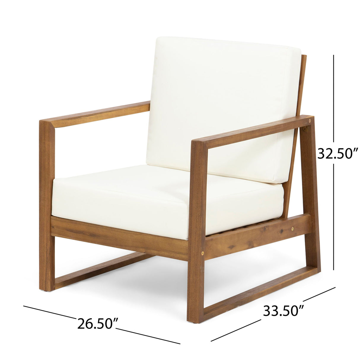 Nexusia Outdoor Acacia Wood Club Chair With Slat Design