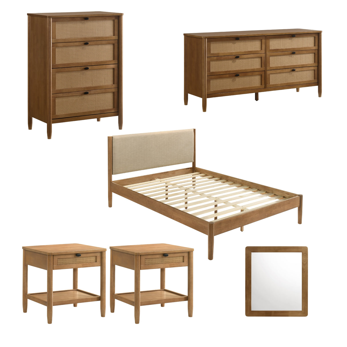 Vichy 6-Piece Rubberwood Queen Bedroom Set
