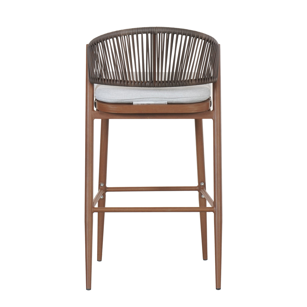 Outdoor 30.25' Bar Height Aluminum Frame Counter Stools with Scallop-shaped Backrest & Water-resistant CushionsSet of 2Teak Finish