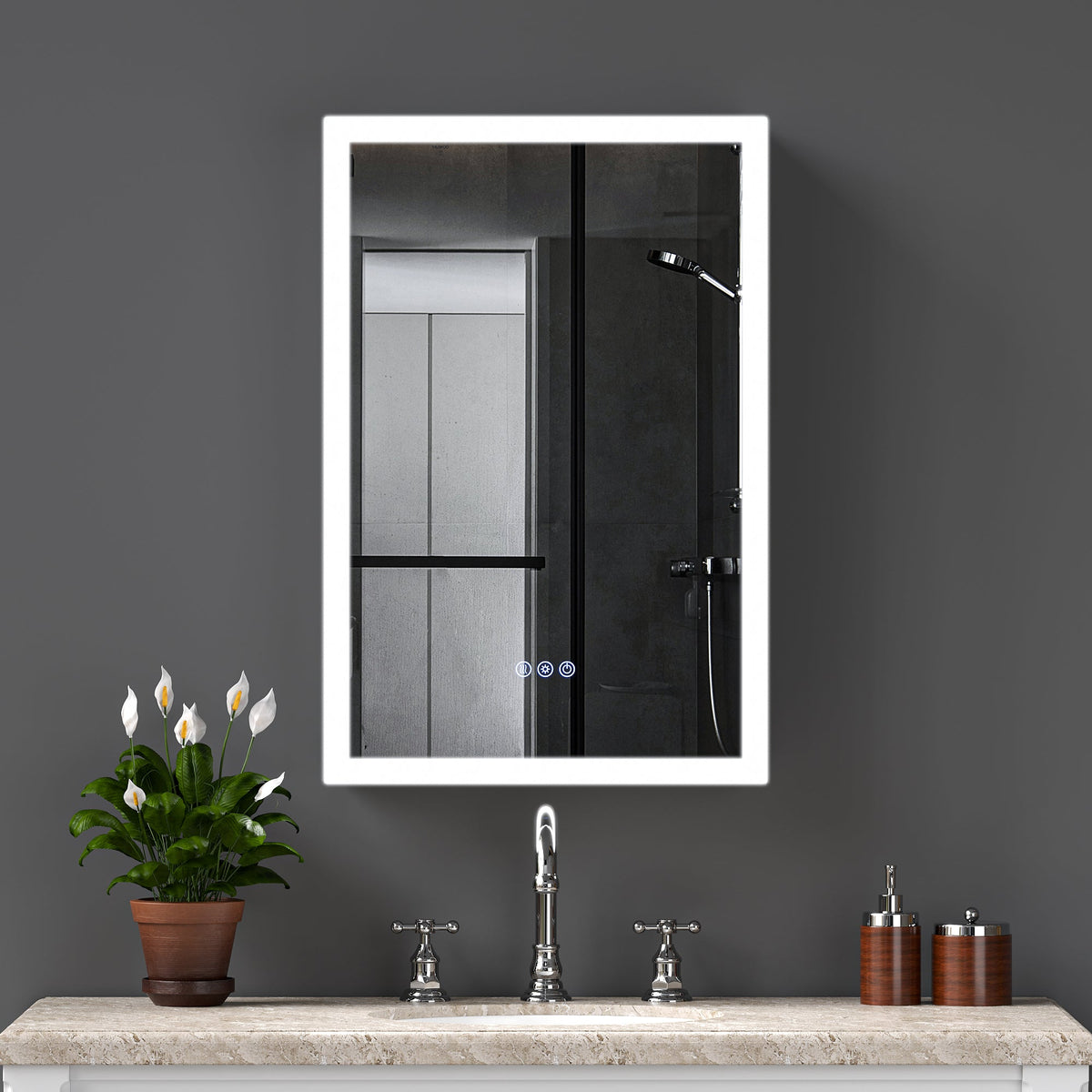 LED Lighted Medicine Cabinet with Mirror, 20"x30"