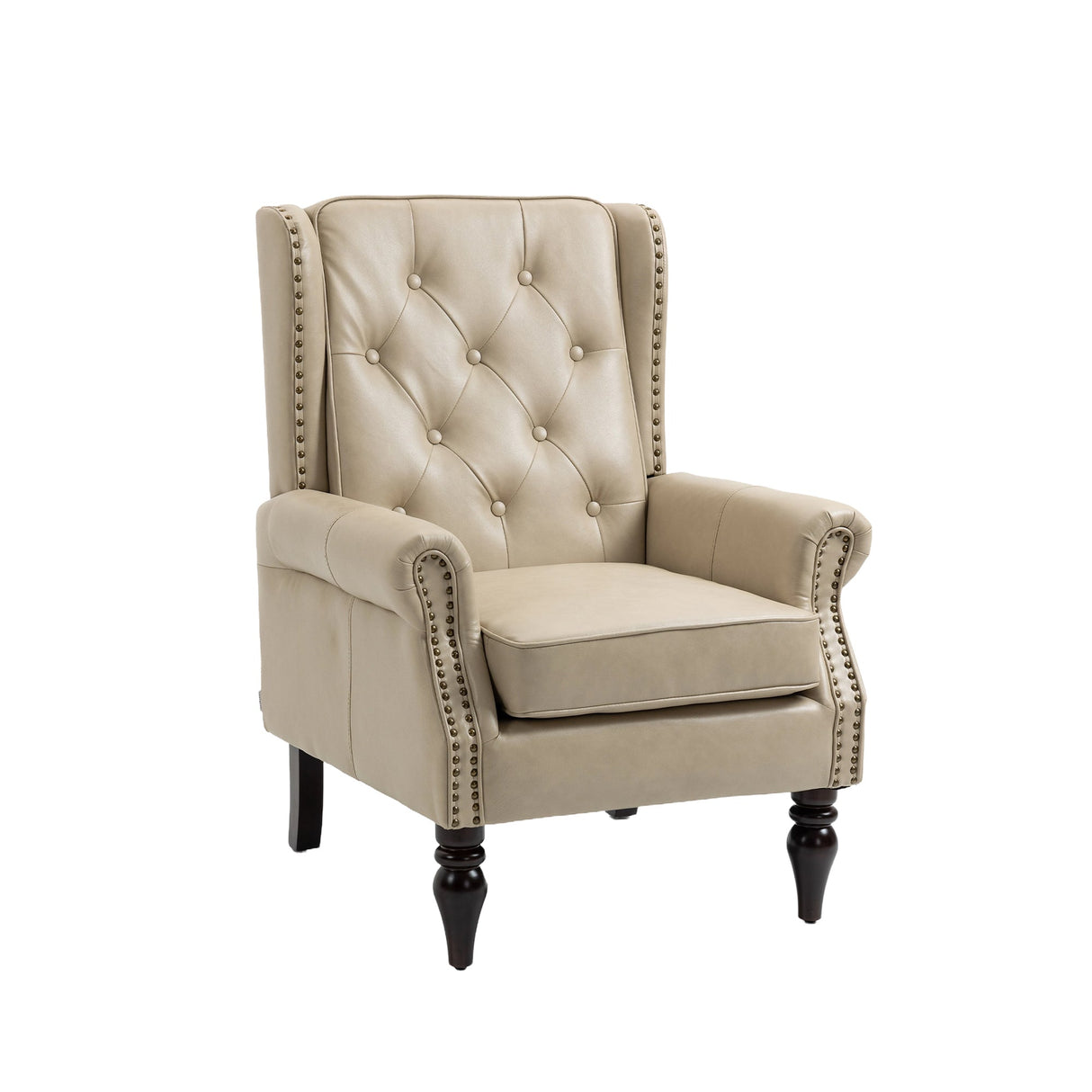 Modern Accent Lounge Chair with Sturdy Wood Legs in Camel PU Leather