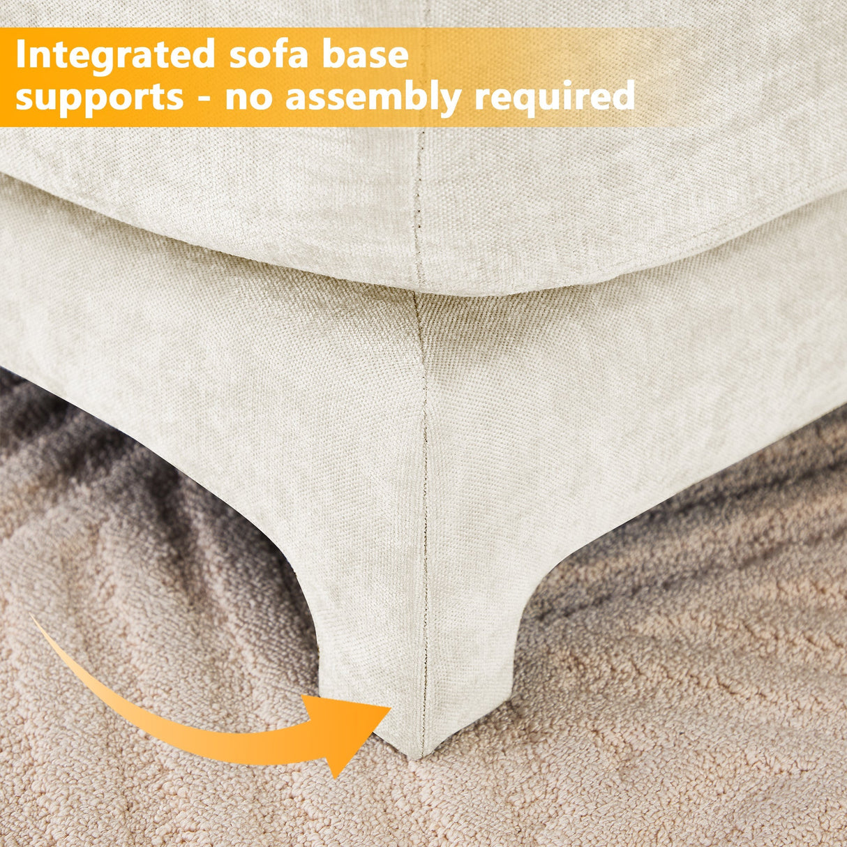 Elegant Four-Seater Sofa with Movable Ottoman and Lumbar PillowBeige