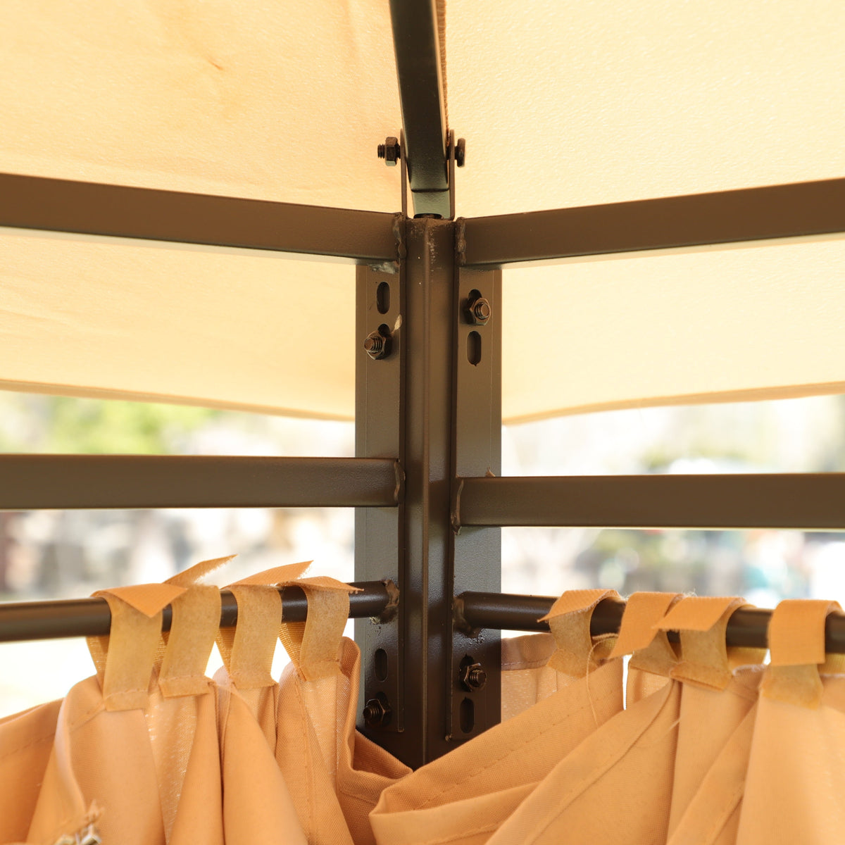 Khaki Outdoor Patio Gazebo Canopy Tent with Ventilated Double Roof and Mosquito Net, 13x10 Ft