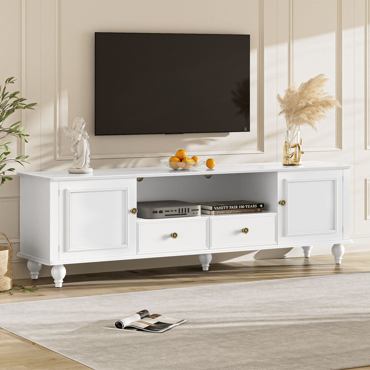 TV Stand for TVs Up to 80" with Open Compartment