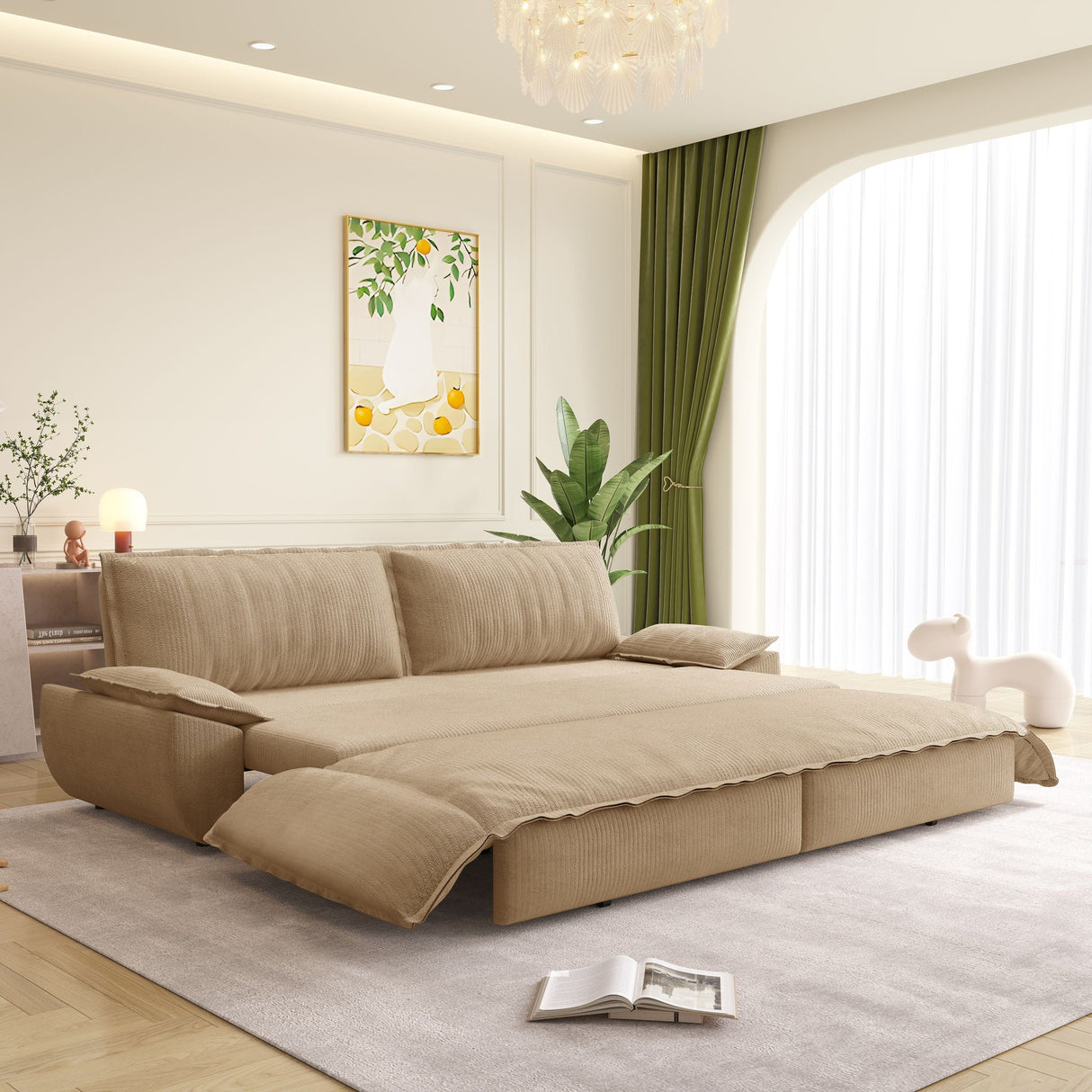 Queen Pull Out Bed, 3 In 1 Convertible Sleeper Sofa