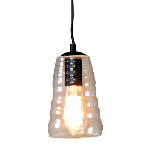 Torus Long Industrial Pendant with Clear Glass by LumiSource