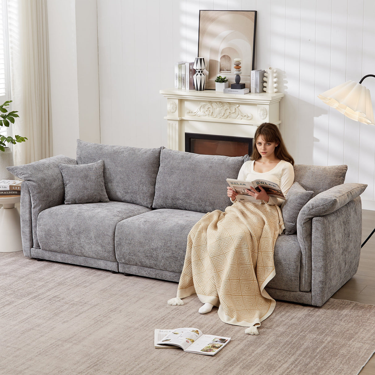 98.5' 3-Seater Sofa in Contemporary Grey