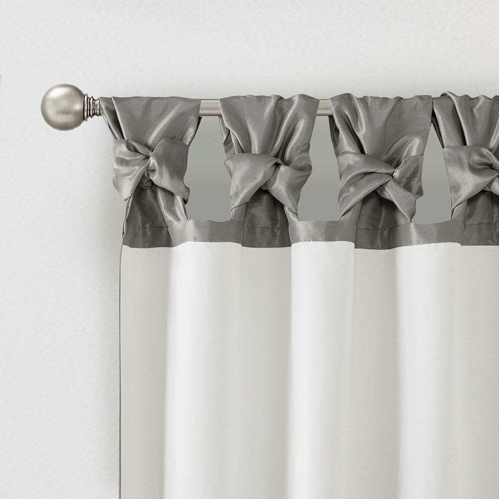 Twist Tab Lined Window Curtain Panel Charcoal 50x108"
