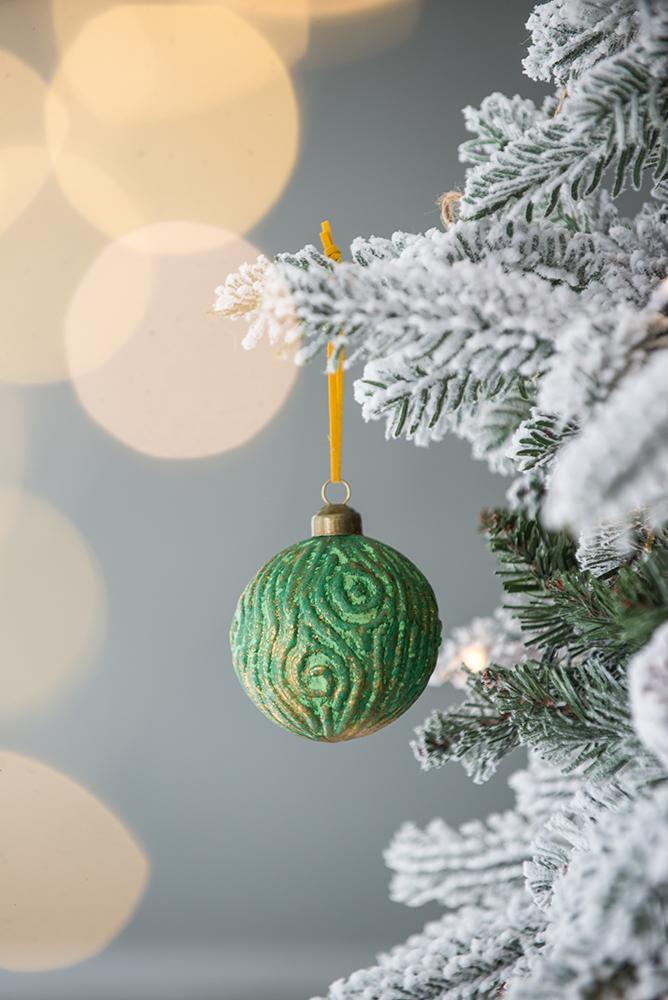 Green-Glitter-Christmas-Ball-Ornaments,-Set-of-12-Christmas-Ornaments
