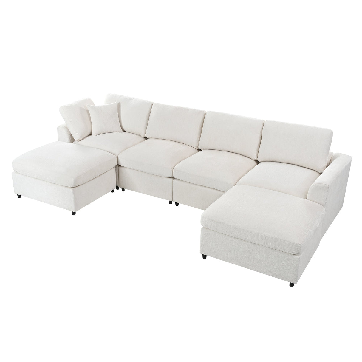U-Style 130.3" 6-Seater Modular Sectional Sofa