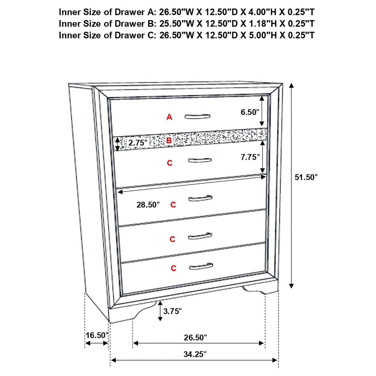 Annie - 6 Drawer Bedroom Chest