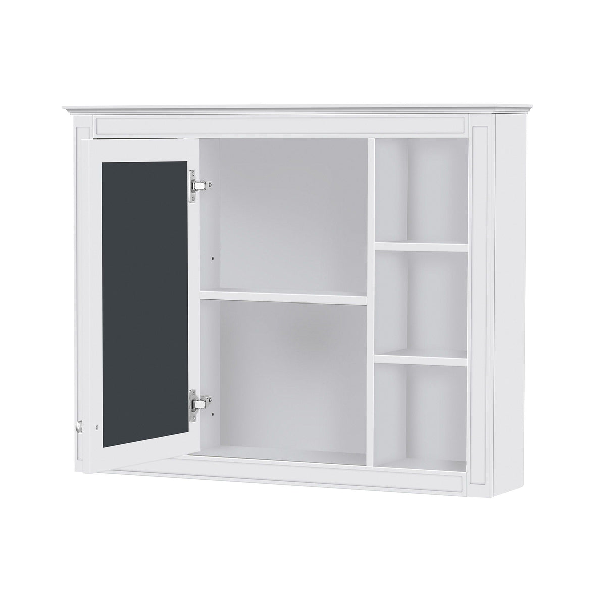 Wall Mounted Medicine Cabinet with Mirror and 6 Open Shelves - Multiple Colors