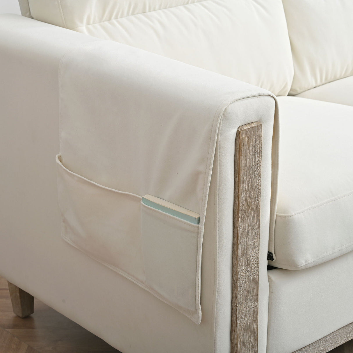 Comfortable Solid Wood Three-Seater Sofa, Soft Cushions, Durable And Long-Lasting, 79.5" Sofa Couch For Living Room