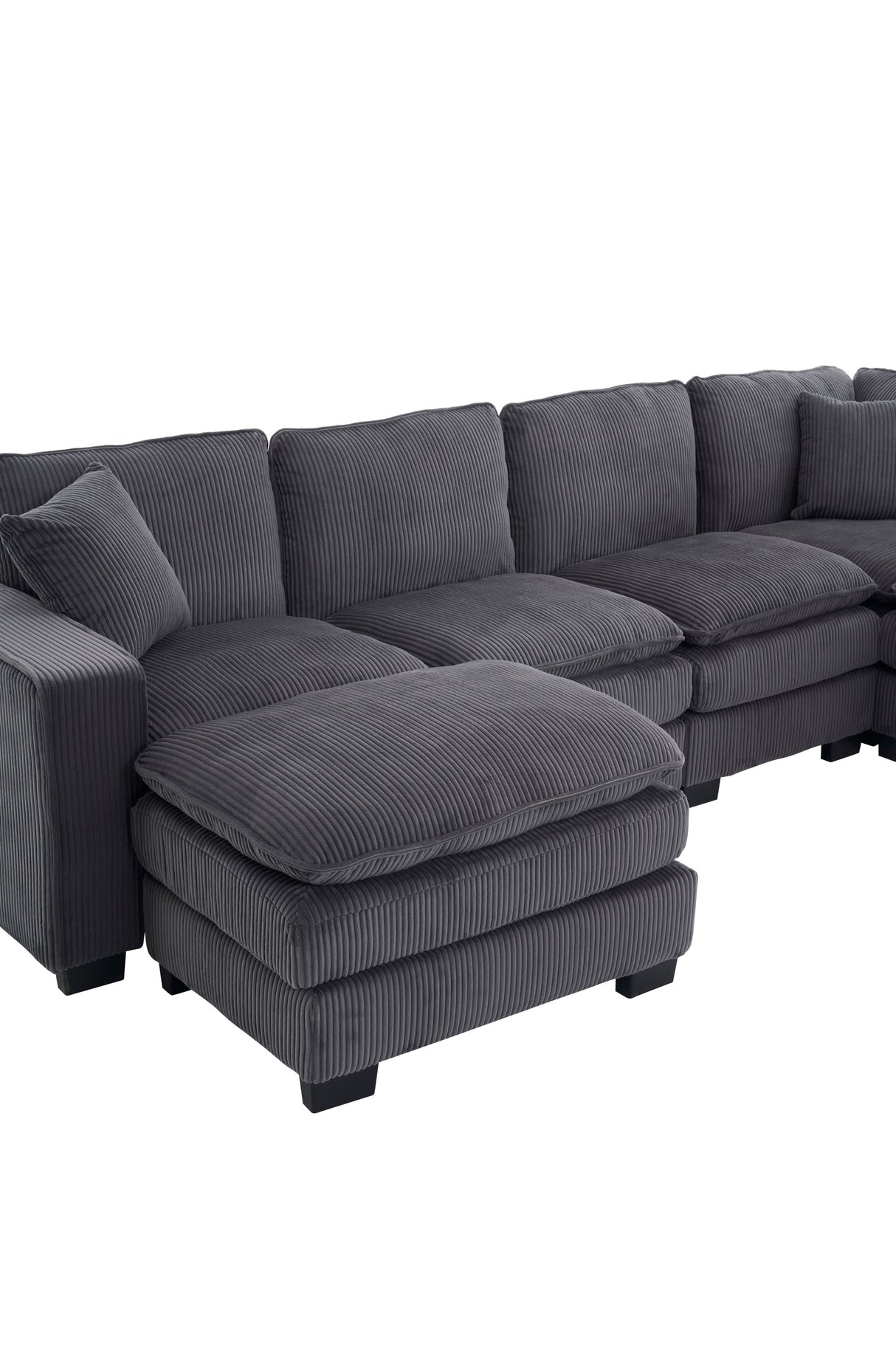 Modern U Shaped 6-Seat Sectional Sofa Couch with Ottoman