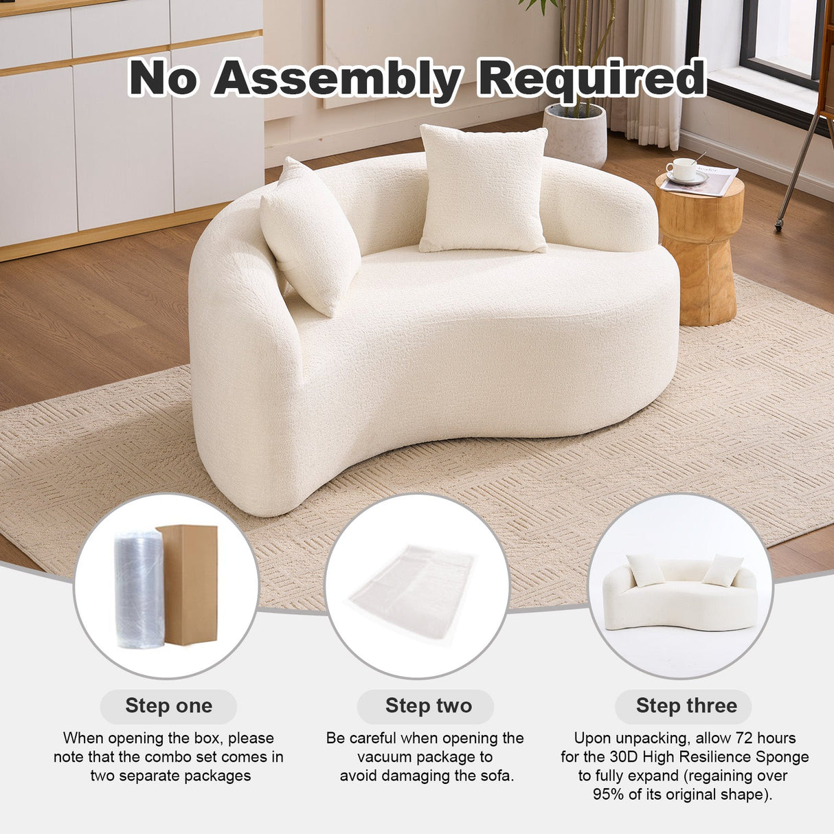 LY-042 S-Curved Chenille Sectional Sofa: Dual-Depth Options
