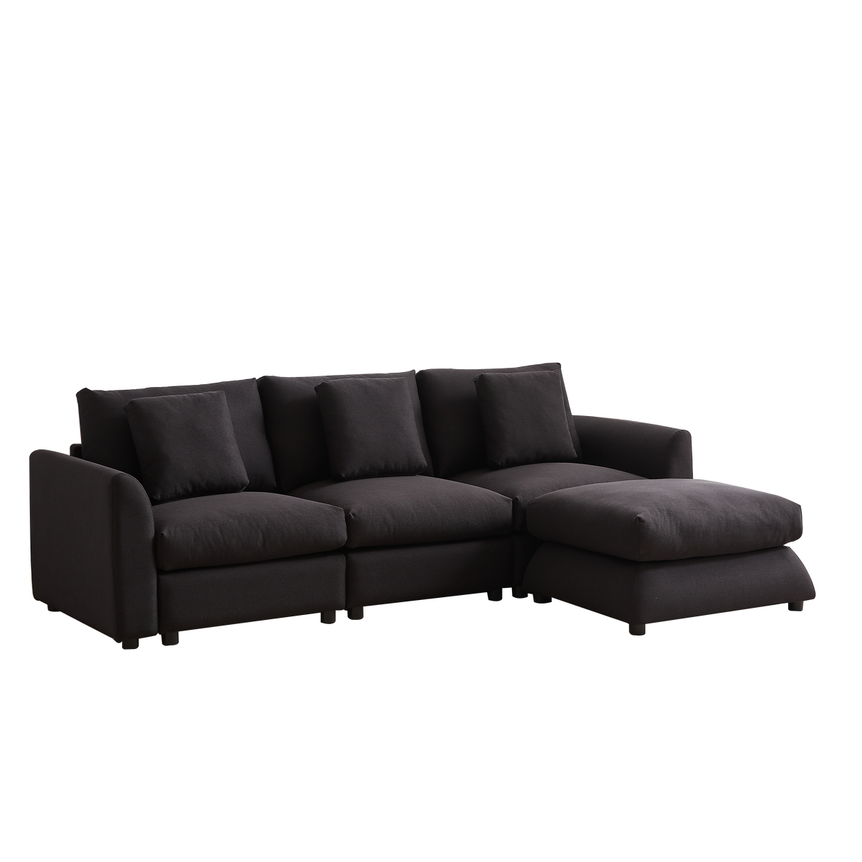102.2 Inch Combination Sofa Modular Sofa with Ottoman Black