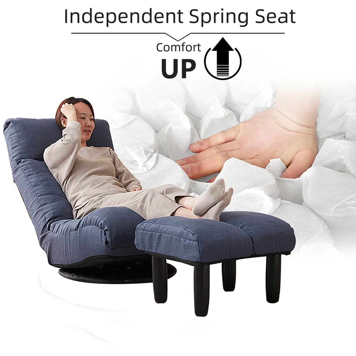 Adjustable Japanese Reclining Floor Chair Sofa With Metal Frame For Living Room