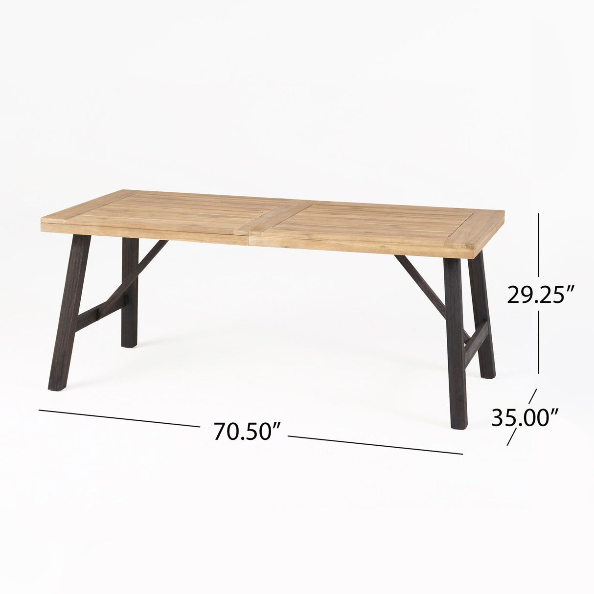 Outdoor Weather Resistant Dining Table With Slat Panel Design