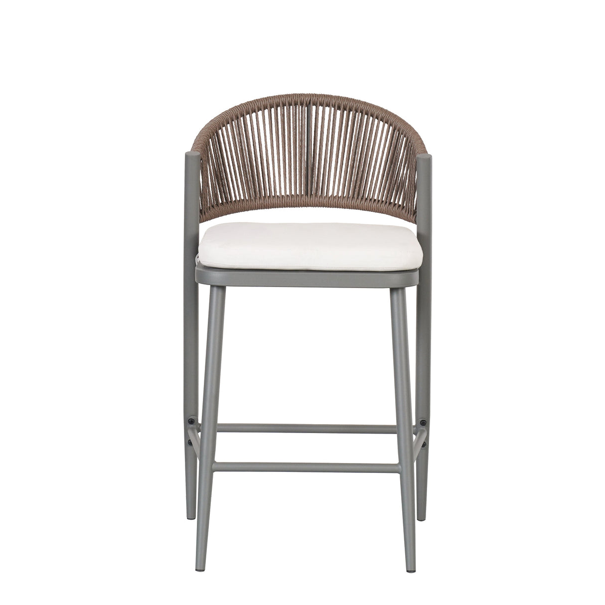 Outdoor 26' Counter Height Metal Frame Counter Stools with Scallop-shaped Backrest & Water-resistant Cushions, Set of