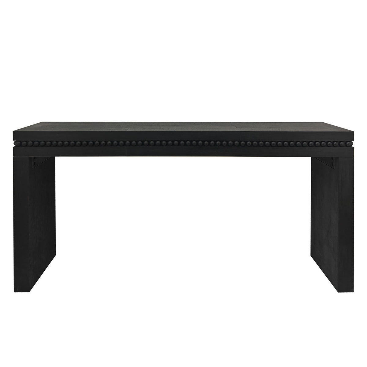 64in Modern Black Wood Console Table – Elegant Entryway Table with Decorative Beaded Trim