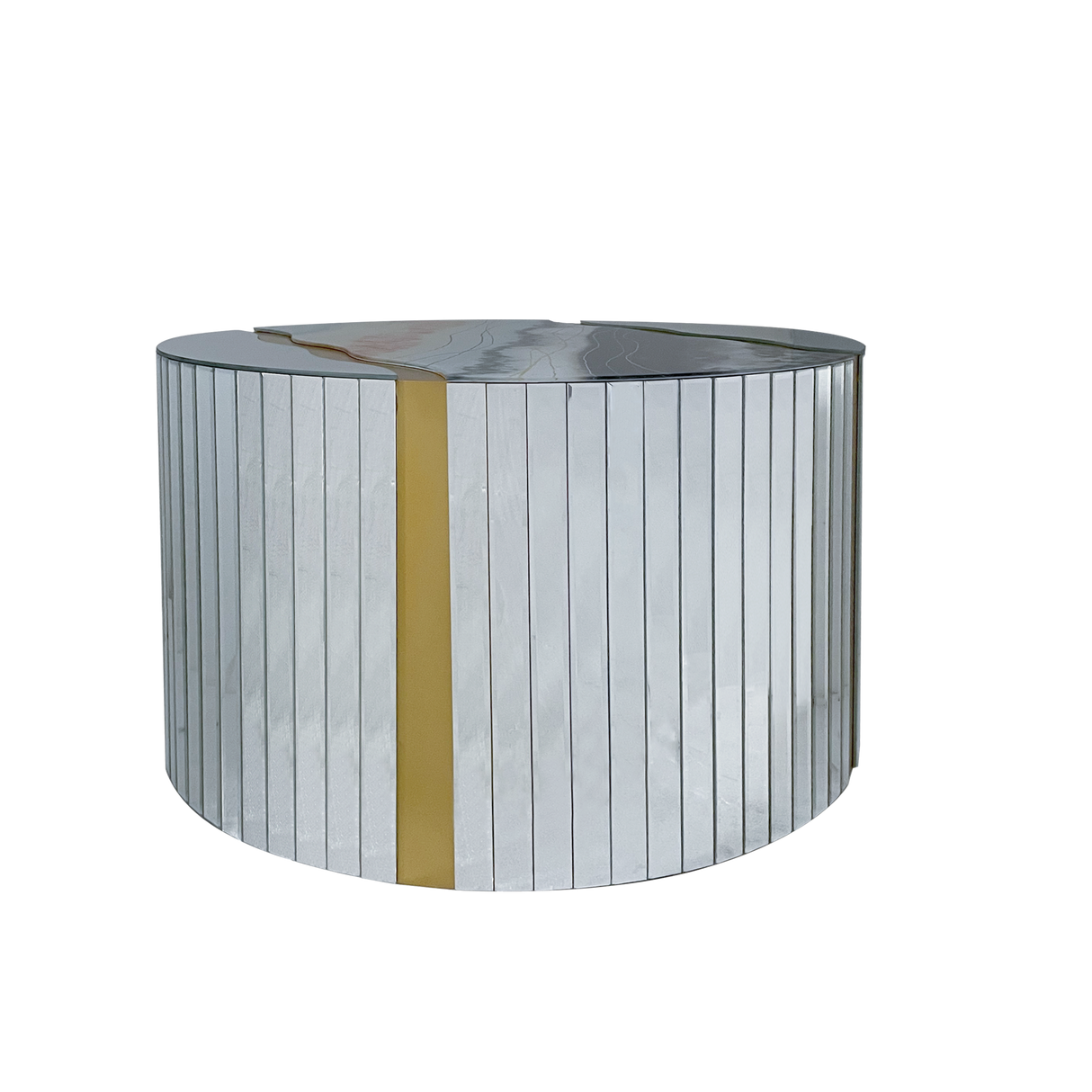 White Marble Pattern Round Coffee Table