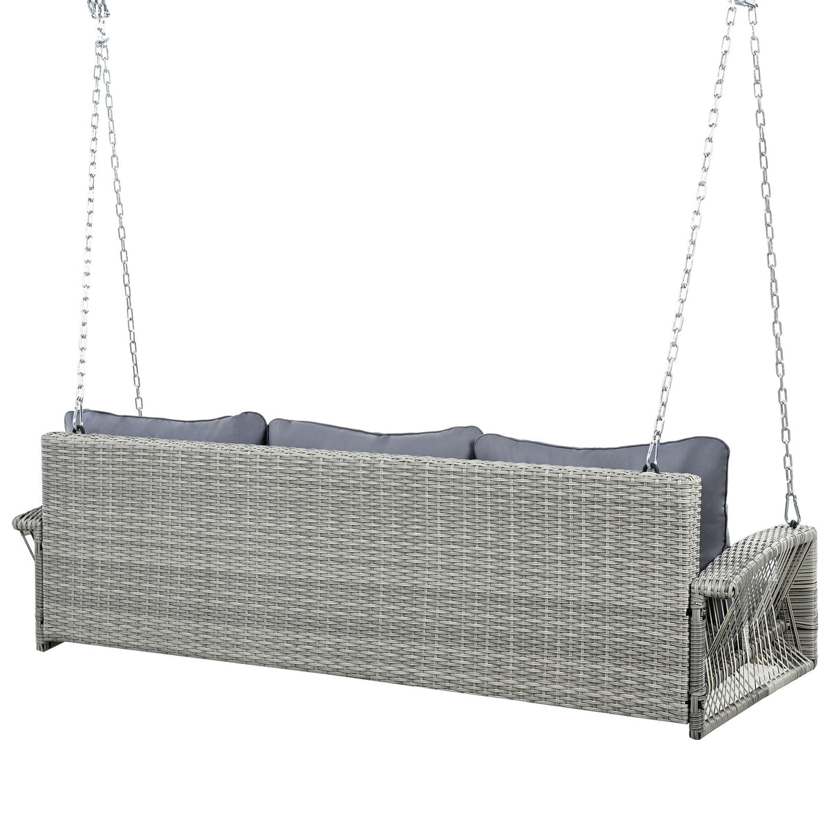 3 Person Large Patio Swing Bench With Cushions For Backyard