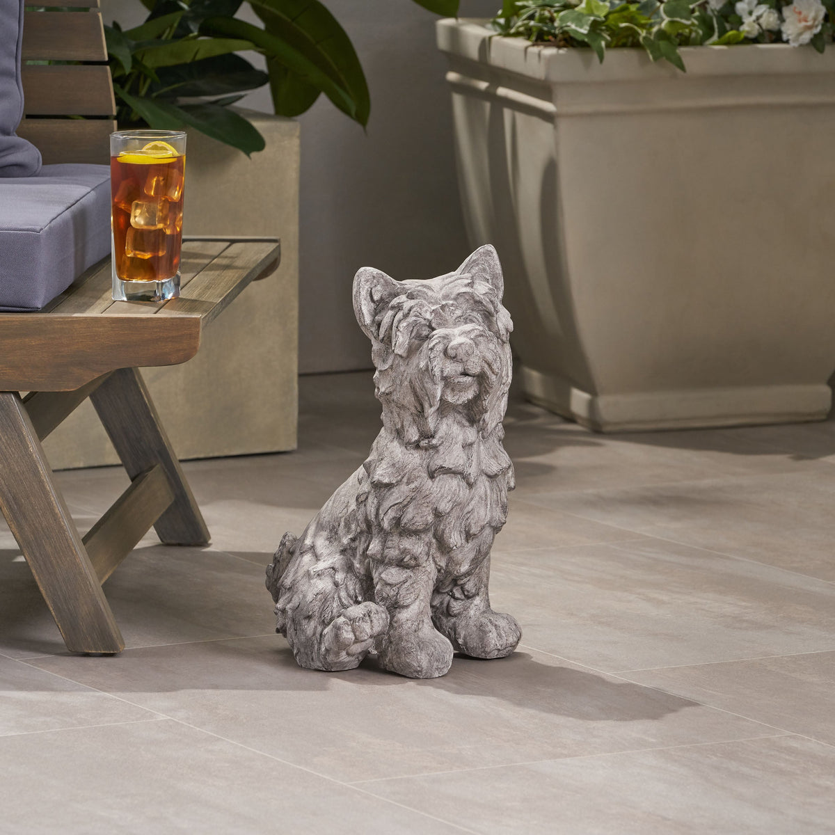 Cricket Dog Cast Stone Garden Statue