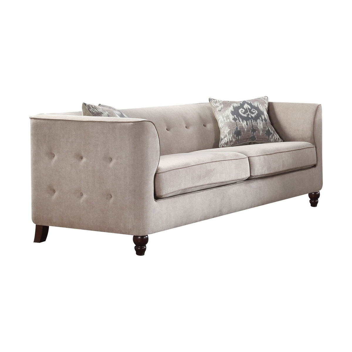 Cyndi Velvet Sofa With 2 Pillows - Tan
