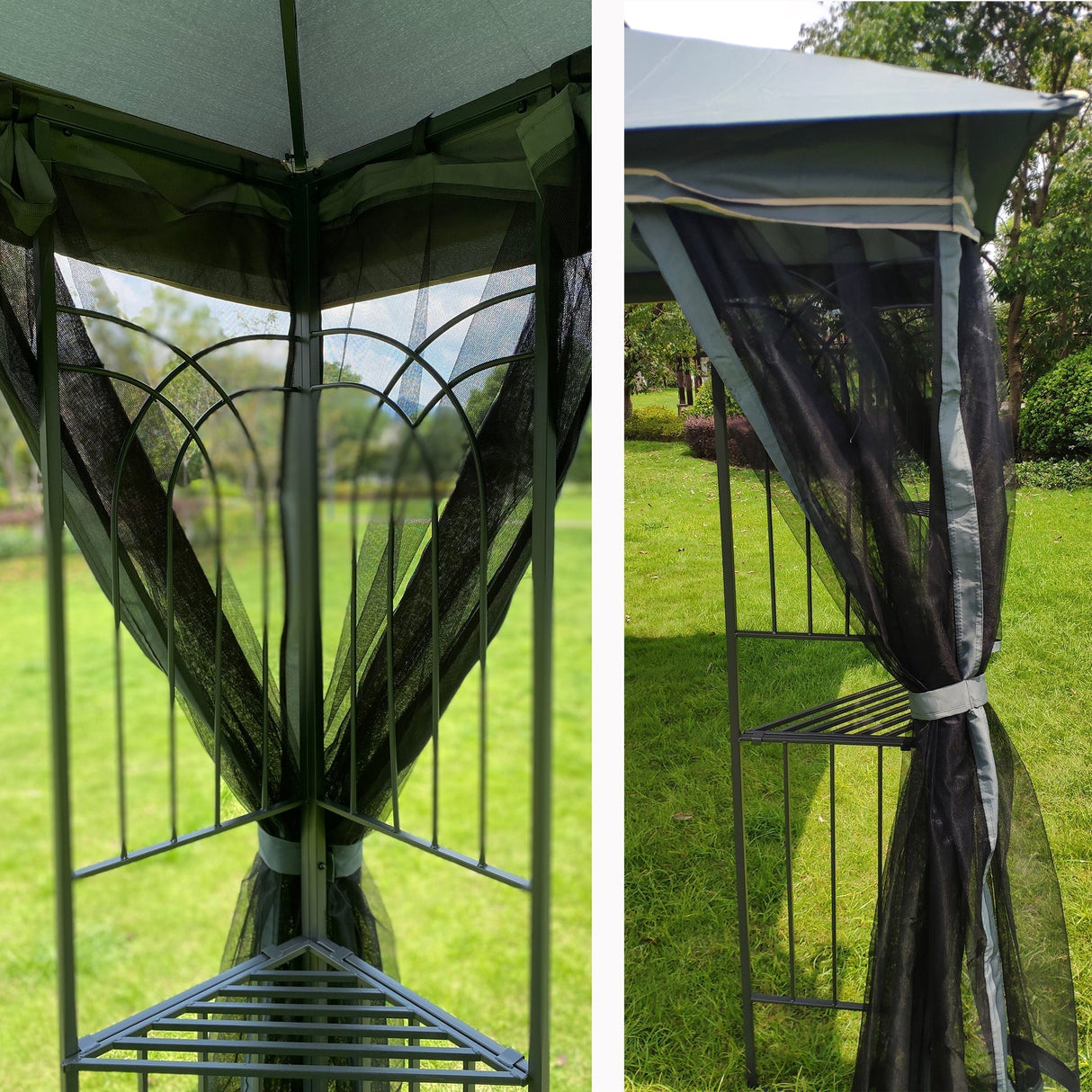13x10 Outdoor Patio Gazebo Canopy Tent with Ventilated Double Roof and Mosquito Net