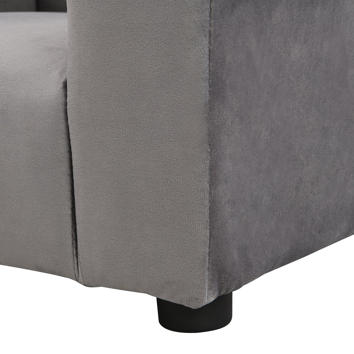Kids Gray Velvet Upholstered Chair with Ottoman