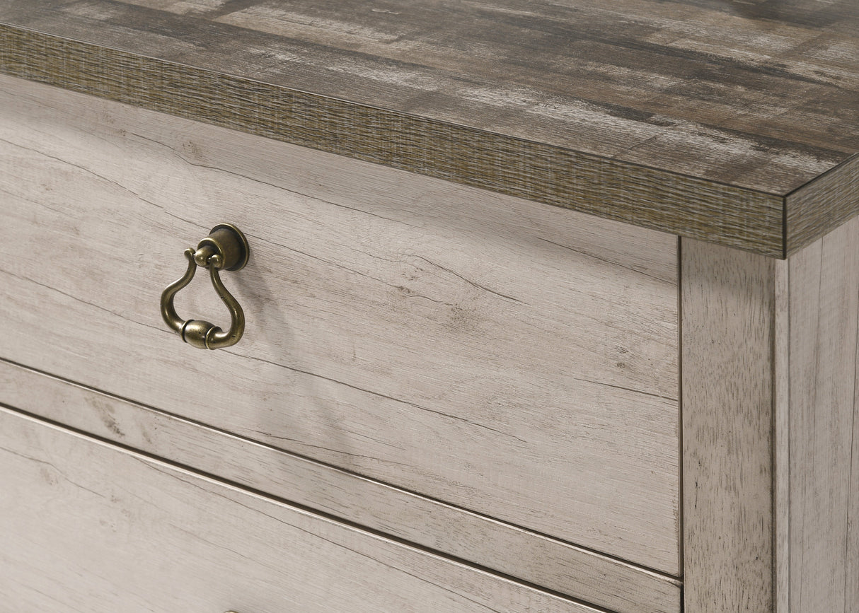 Cottage Style Distressed 2 Drawer Nightstand