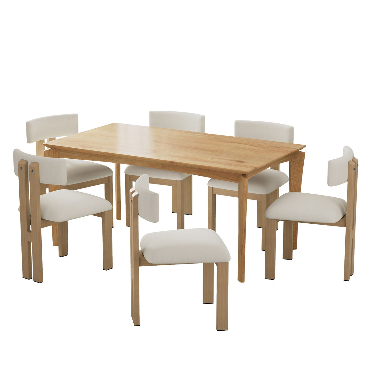 7 Piece Dining Set With Upholstered Armless Chairs and Table