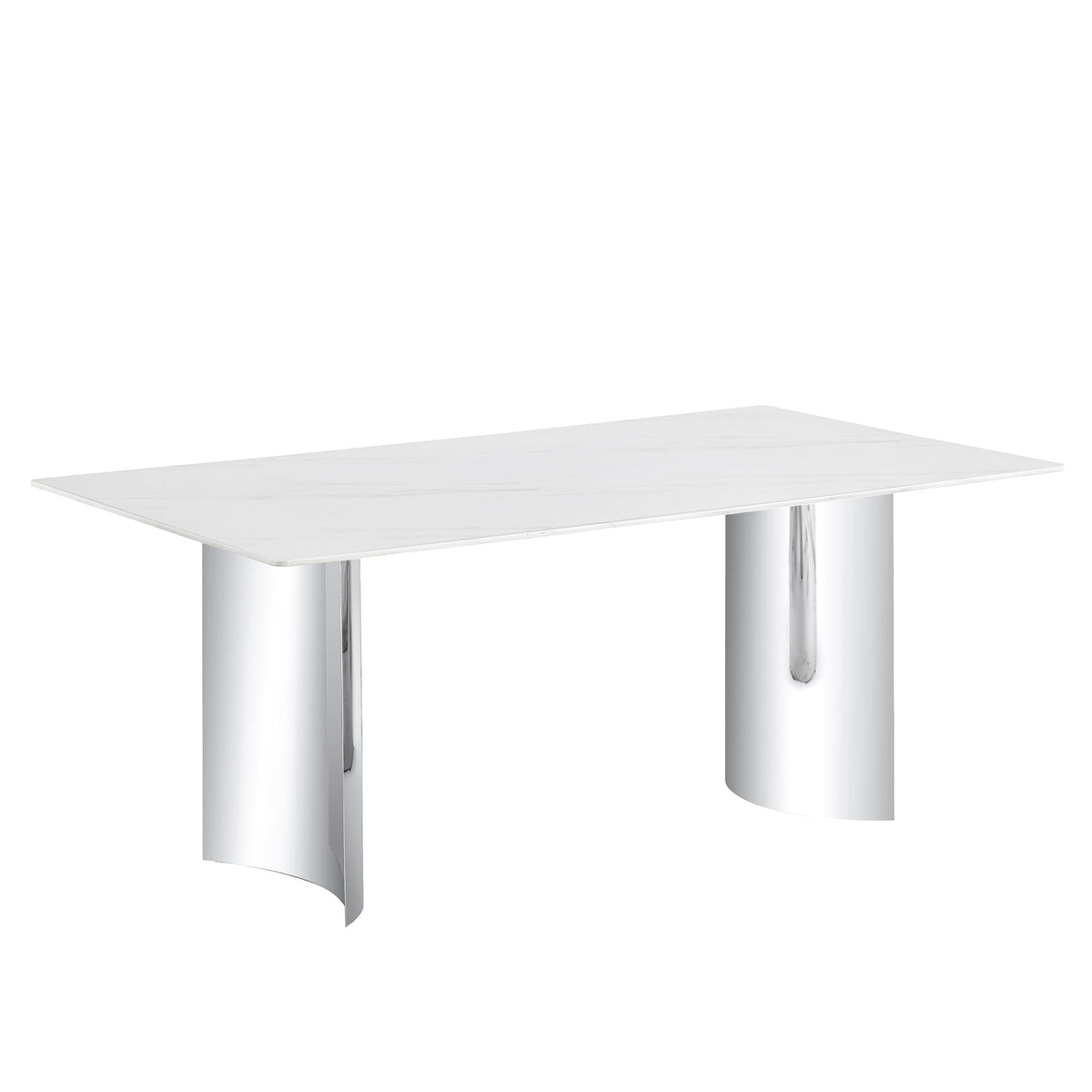 Modern Minimalist Dining Table With Marble Glass Top