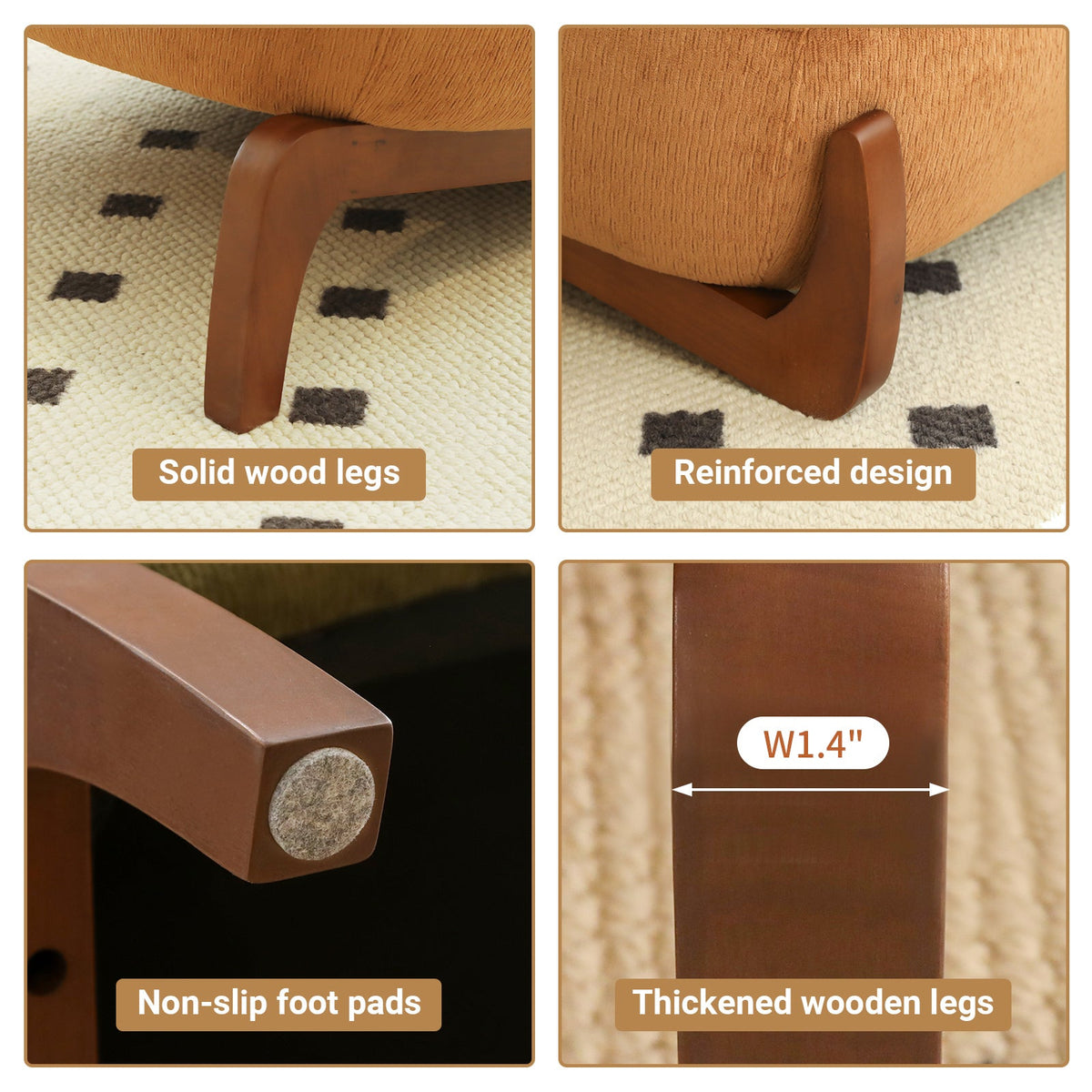 Cute Accent Chair with Solid Wood Legs