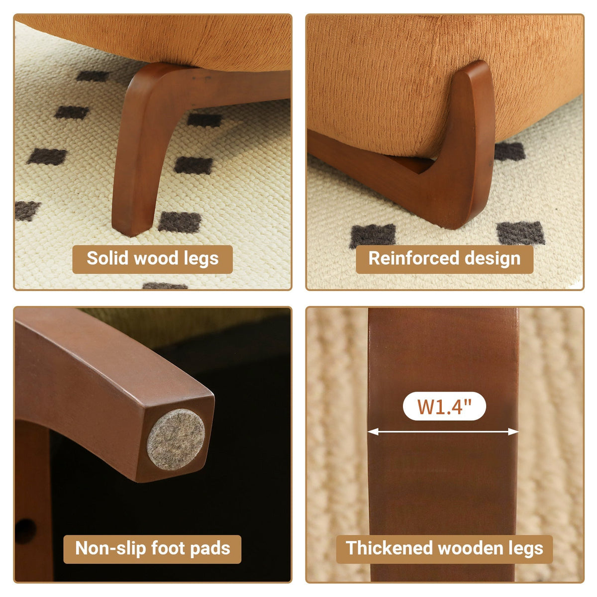 Cute Accent Chair with Solid Wood Legs