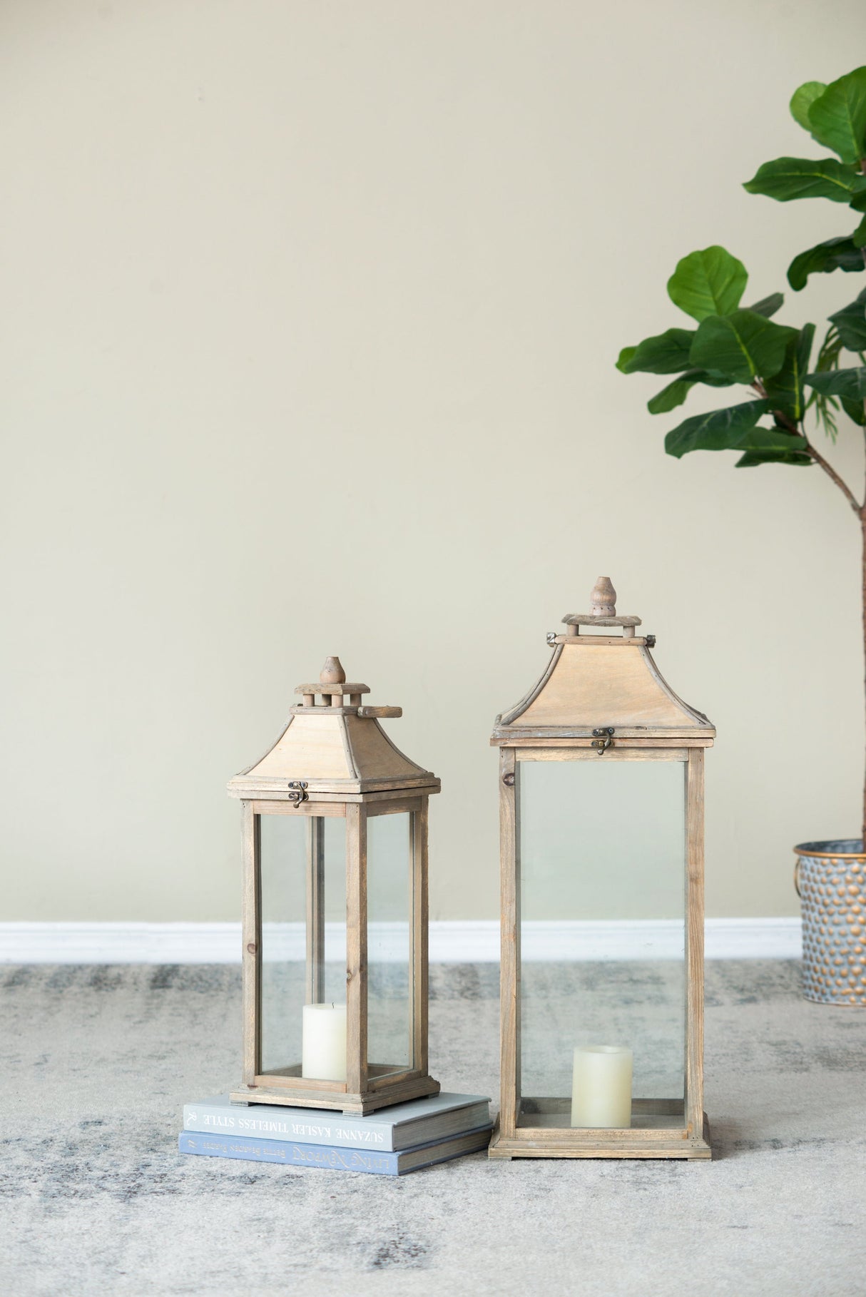 Wooden Candle Lantern Decorative, Hurricane Lantern Holder